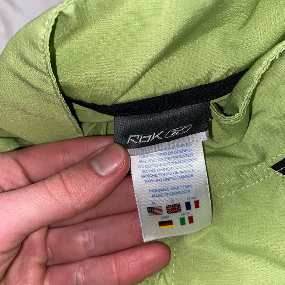 Cute Y2K Zip Up Lime Green Reebok Windbreaker - Picture 5 of 6